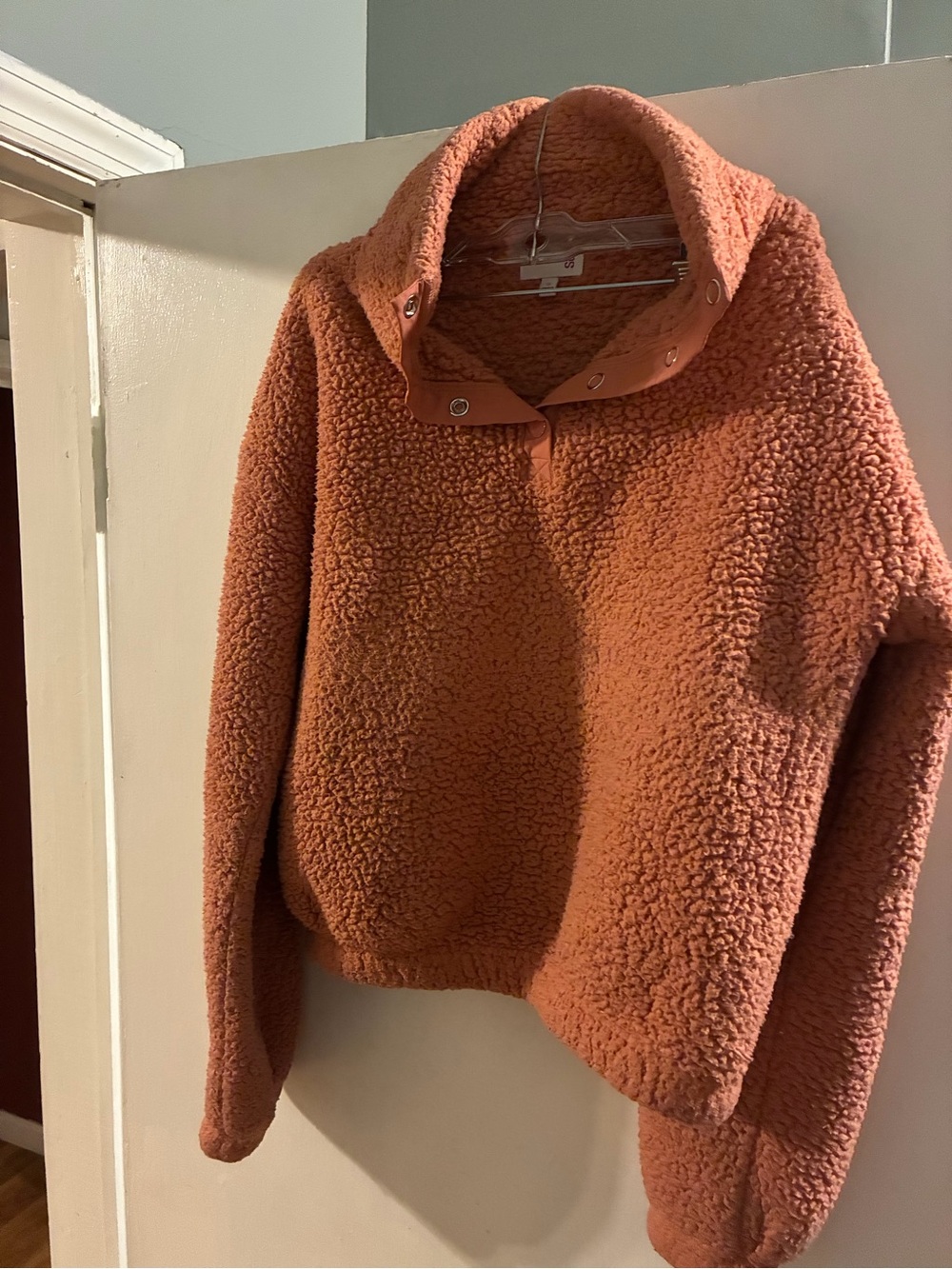 SO Plush Teddy Pullover Jacket - Rust Orange